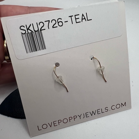 Love , Poppy Teal Green Leather Teardrop with Druzy Stone Earrings NEW - Picture 8 of 13